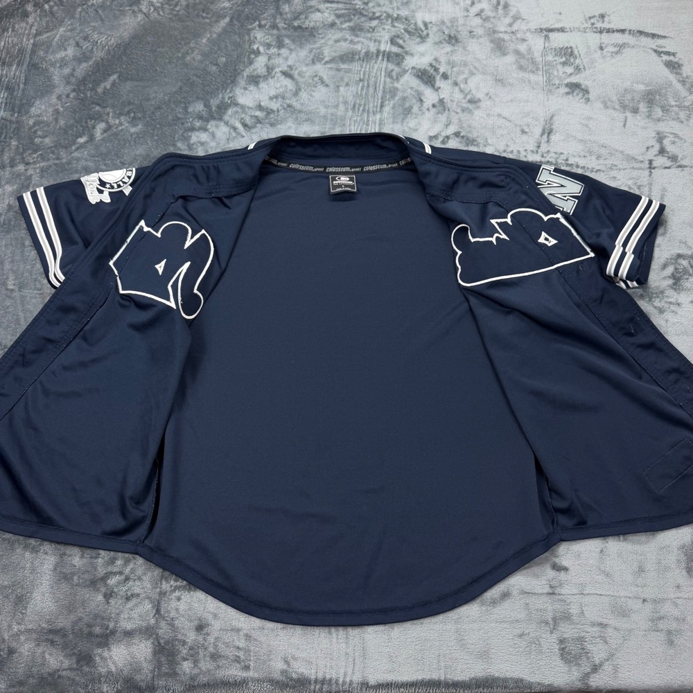 Colosseum Athletics New York Baseball Jersey Mens Large Navy Blue Button Up - Picture 4 of 11